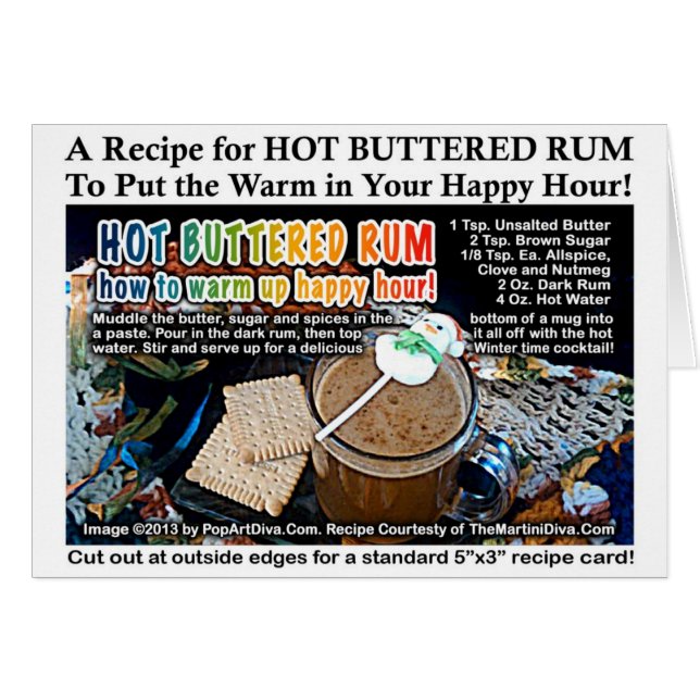 HOT BUTTERED RUM RECIPE Greeting & Note CARDS (Front Horizontal)