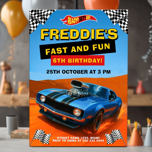 Hot Car Racing Birthday Party Invitation (Creator Uploaded)