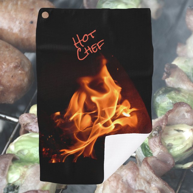Hot Chef Blazing Flames Fire BBQ Grilling Towel (Creator Uploaded)