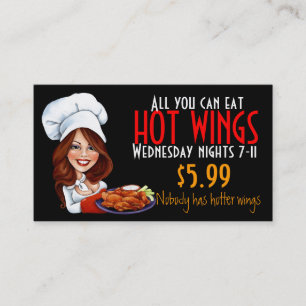 Hot Chef promoting Hot Wings. Marketing special Business Card