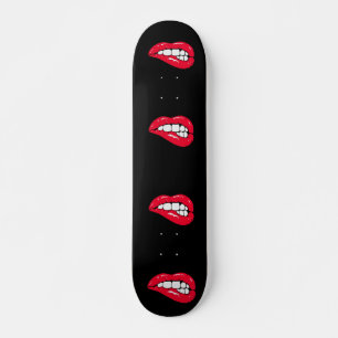 Hot Cherry Lips Black Liquorice Pop Art Deck Skateboard