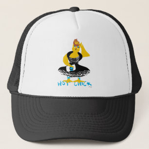 HOT CHICK spiked hair in a black and white dress Trucker Hat