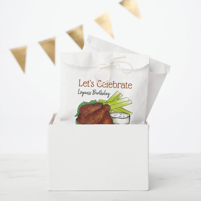 Hot Chicken Wings Let's Celebrate Birthday Party Favour Bag (Party)