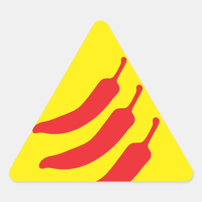 Hot Chili Pepper Three Warning Sign Triangle Sticker (Front)