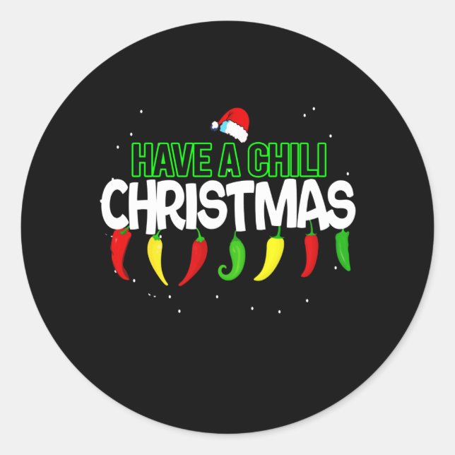 Hot Chilli Pepper Christmas Design, Unisex Classic Round Sticker (Front)