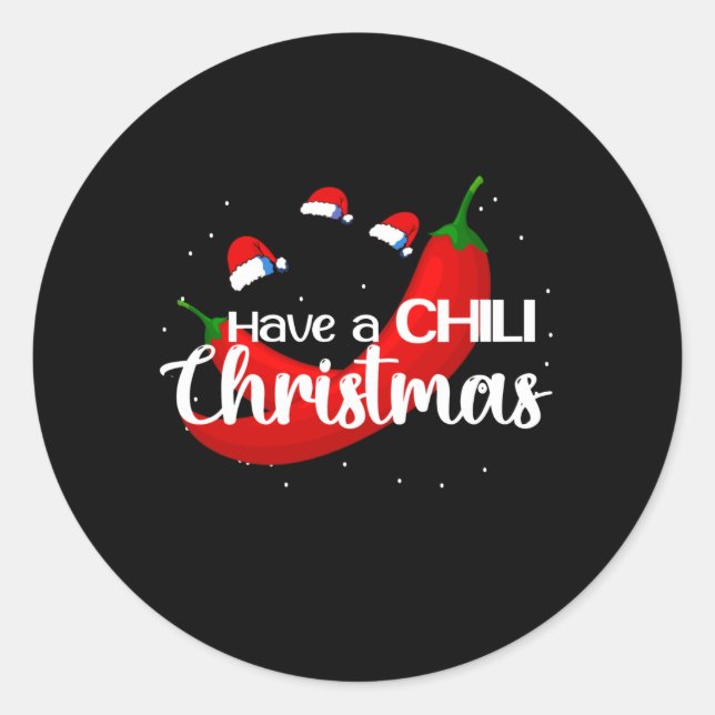 Hot Chilli Pepper Christmas Design, Unisex Classic Round Sticker (Front)