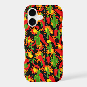 Hot Chilli Pepper, Flames and Cactus Print