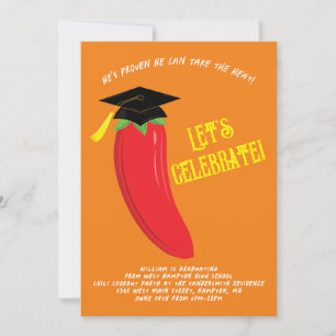 Hot Chilli Pepper Graduation Party Red Invitation
