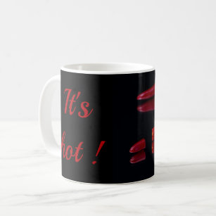Hot chilli pepper in red and black with text coffee mug