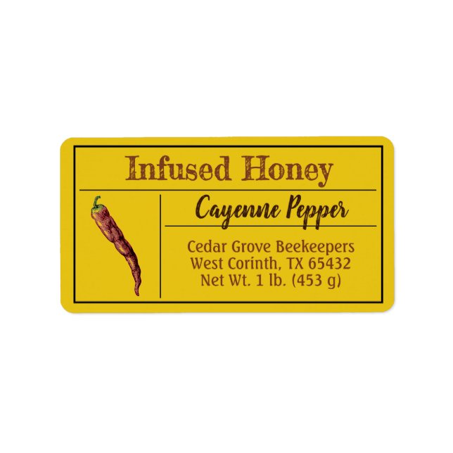 Hot Chilli Pepper Infused Honey Label (Front)