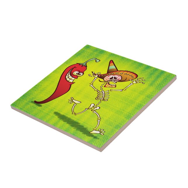 Hot Chilli Pepper Nightmare for a Mexican Skeleton Tile (Side)