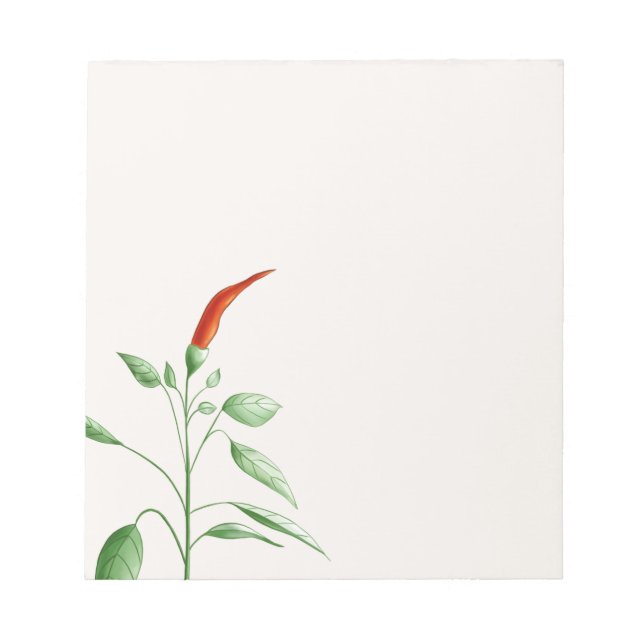 Hot Chilli Pepper Plant Botanical Illustration Notepad (Front)