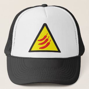 Hot Chilli Pepper Three Warning Sign Trucker Hat