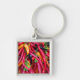 Hot Chilli Peppers At Farmers Market In Madison Key Ring