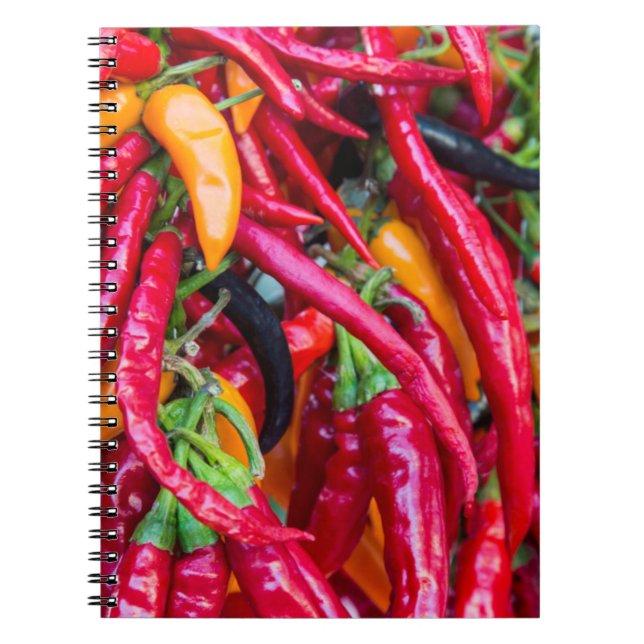 Hot Chilli Peppers At Farmers Market In Madison Notebook (Front)