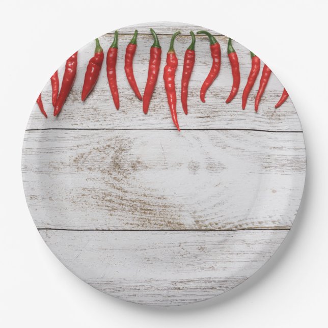 Hot Chilli Peppers Border Paper Plate (Front)
