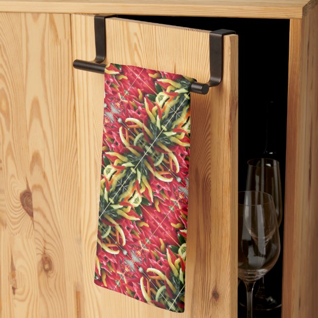 Hot Chilli Peppers - Modern Design Kitchen Towels (Thirds Fold)