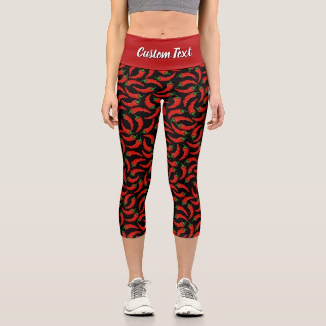 Hot Chilli Peppers Pattern Capri Leggings (Front)