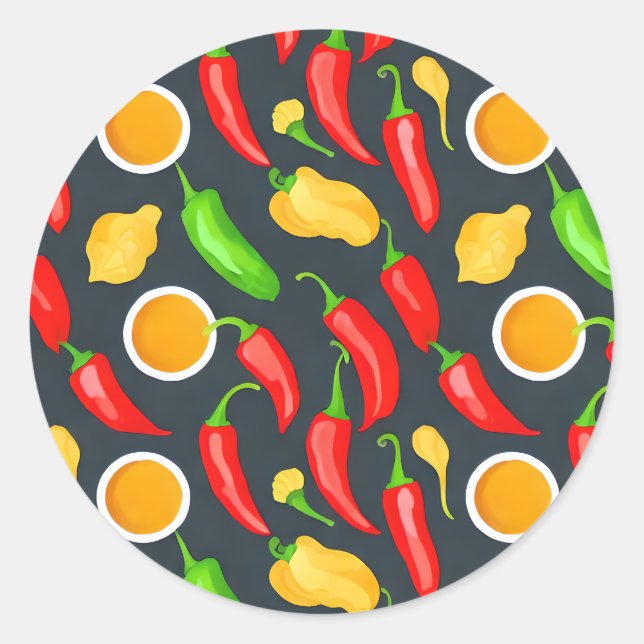 Hot Chilli Peppers Pattern Classic Round Sticker (Front)