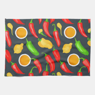 Hot Chilli Peppers Pattern Tea Towel