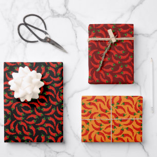 Hot Chilli Peppers Pattern Wrapping Paper Sheet