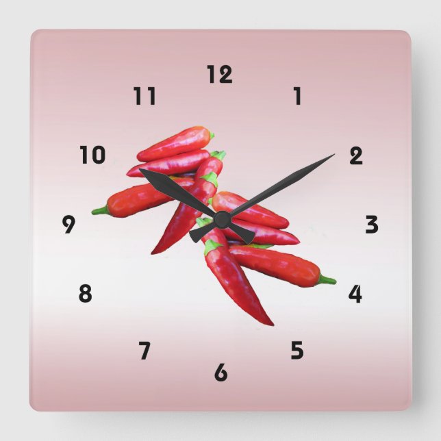 Hot Chilli Peppers Square Wall Clock (Front)