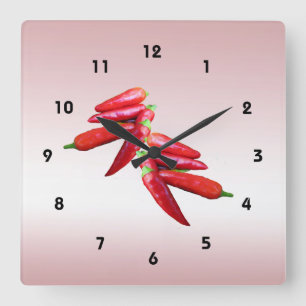 Hot Chilli Peppers Square Wall Clock