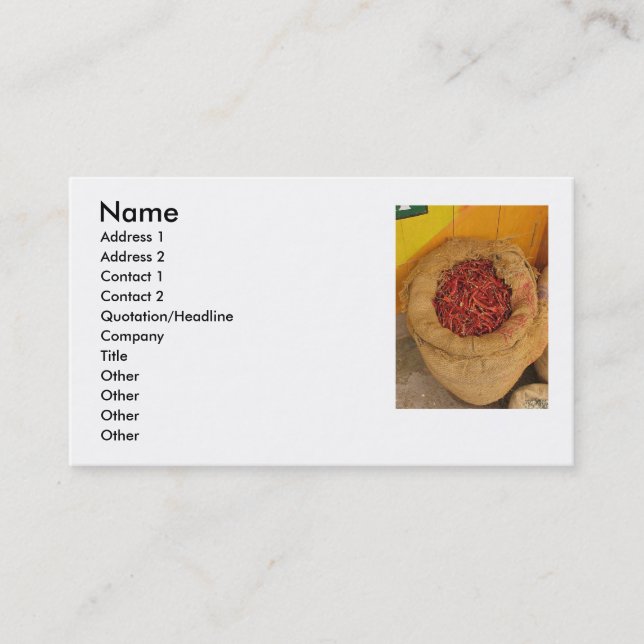 Hot Chilly Peppers Business Card (Front)