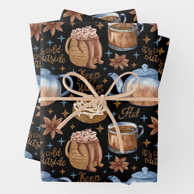 Hot Chocolate and Cinnamon Barns  Wrapping Paper Sheet (In situ)