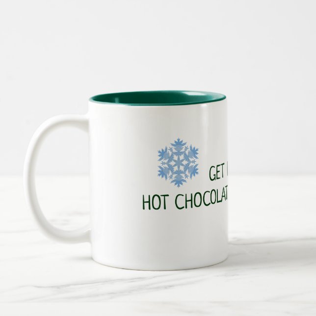 Hot Chocolate and Cosy Sweaters Winter Two-Tone Coffee Mug (Left)
