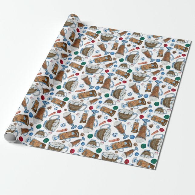 Hot chocolate and festive flavours wrapping paper (Unrolled)