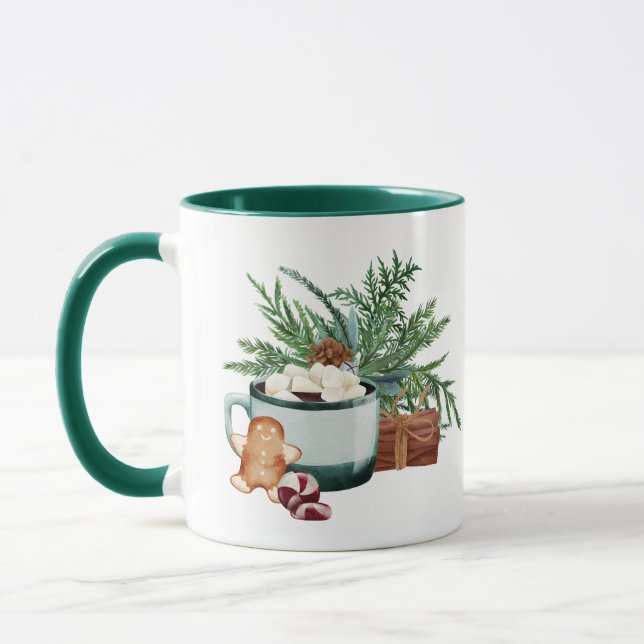 Hot Chocolate And Gingerbread Christmas Coffee Mug (Left)