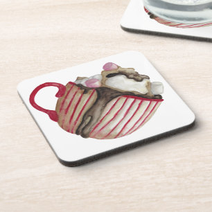 Hot chocolate and marshmallows cocoa sundae  coaster