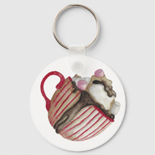 Hot chocolate and marshmallows cocoa sundae  key ring