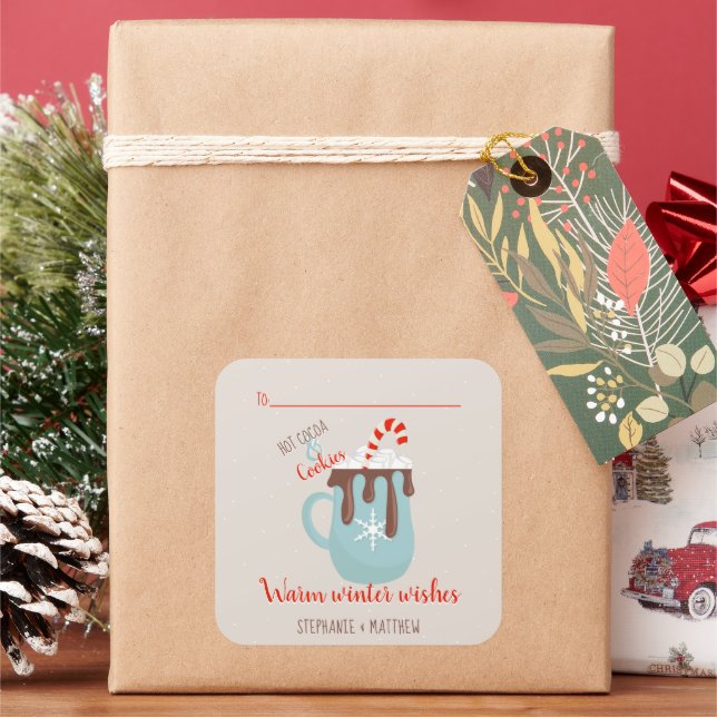 Hot Chocolate and Marshmallows Square Sticker (Holiday)