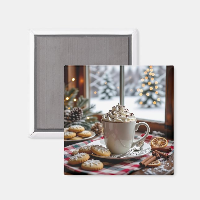 Hot Chocolate and Sugar Cookies Festive Christmas Magnet (Front/Back)