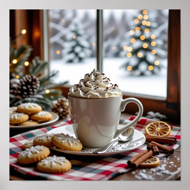 Hot Chocolate and Sugar Cookies Festive Christmas Poster (Front)