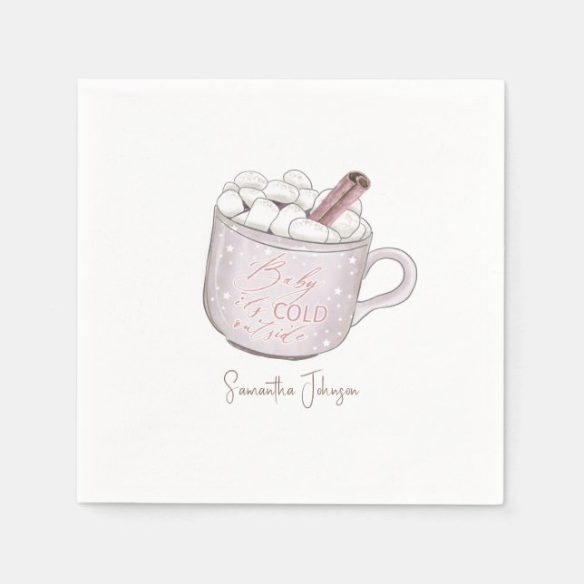 Hot Chocolate Baby It's Cold Outside Shower Napkin (Front)