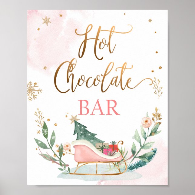 Hot Chocolate Bar Cocoa Sleigh Girl Birthday Sign (Front)