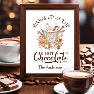 Hot Chocolate Bar Sign Beige Christmas Poster