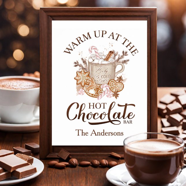 Hot Chocolate Bar Sign Beige Christmas Poster (Hot Chocolate Bar Sign Beige Christmas Poster)