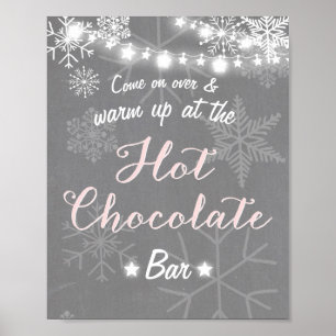 Hot Chocolate Bar Sign Pink Girl snowflakes