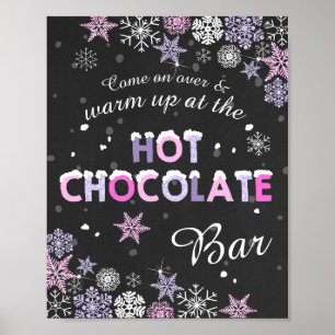 Hot Chocolate Bar Sign Pink Purple snowflakes