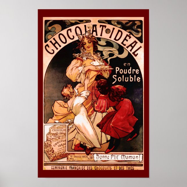 Hot Chocolate Beverage French Ad Print (Front)