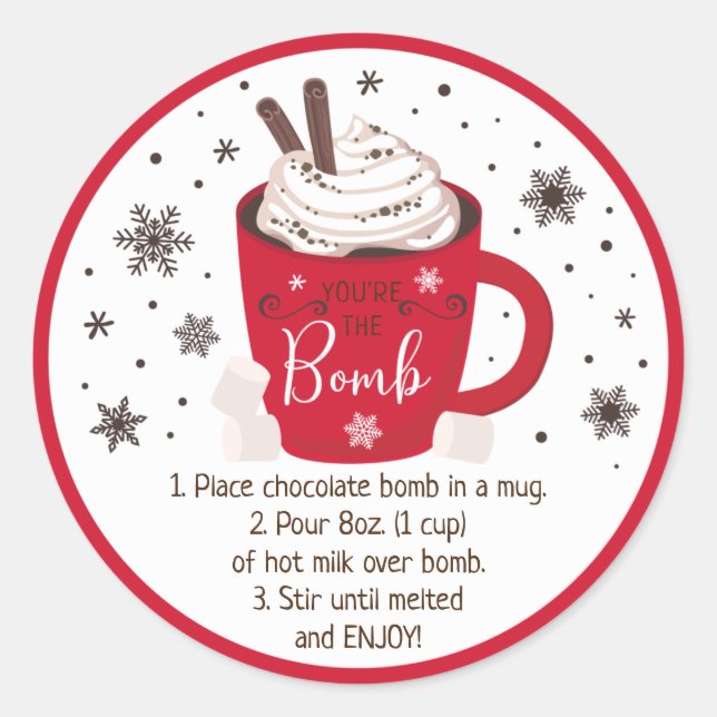 Hot Chocolate Bomb Hot Cocoa Bomb Instruction Classic Round Sticker (Front)