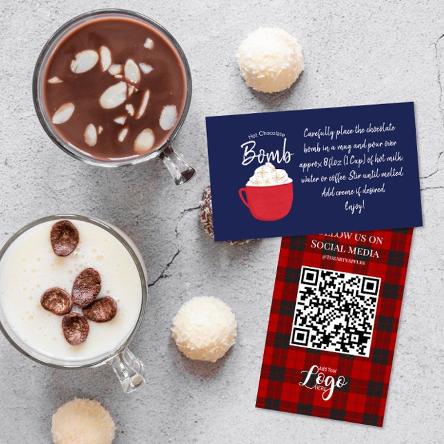 hot chocolate bomb instructions review request business card (Creator Uploaded)