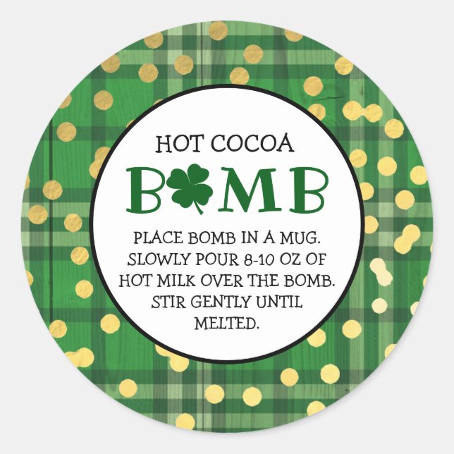 Hot Chocolate Bomb St Patricks Cocoa Bomb Classic Round Sticker (Front)