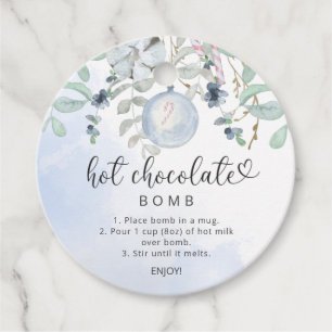 Hot chocolate bomb tag. Watercolor winter Favour Tags