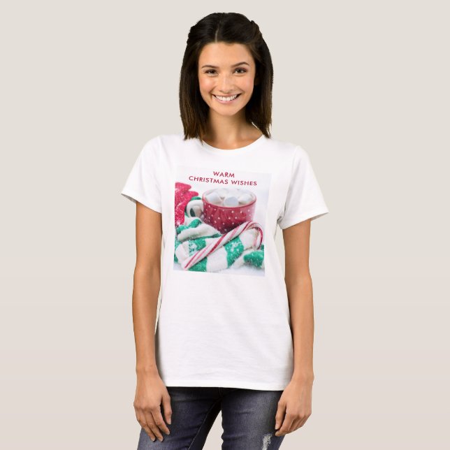 Hot Chocolate & Candy Cane Christmas T-Shirt (Front Full)
