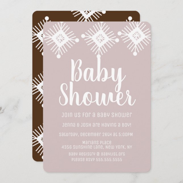 Hot Chocolate Chai Snowflake Baby Shower Invitation (Front/Back)